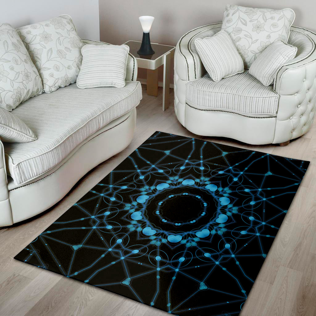 Dark Blue Kaleidoscope Print Area Rug
