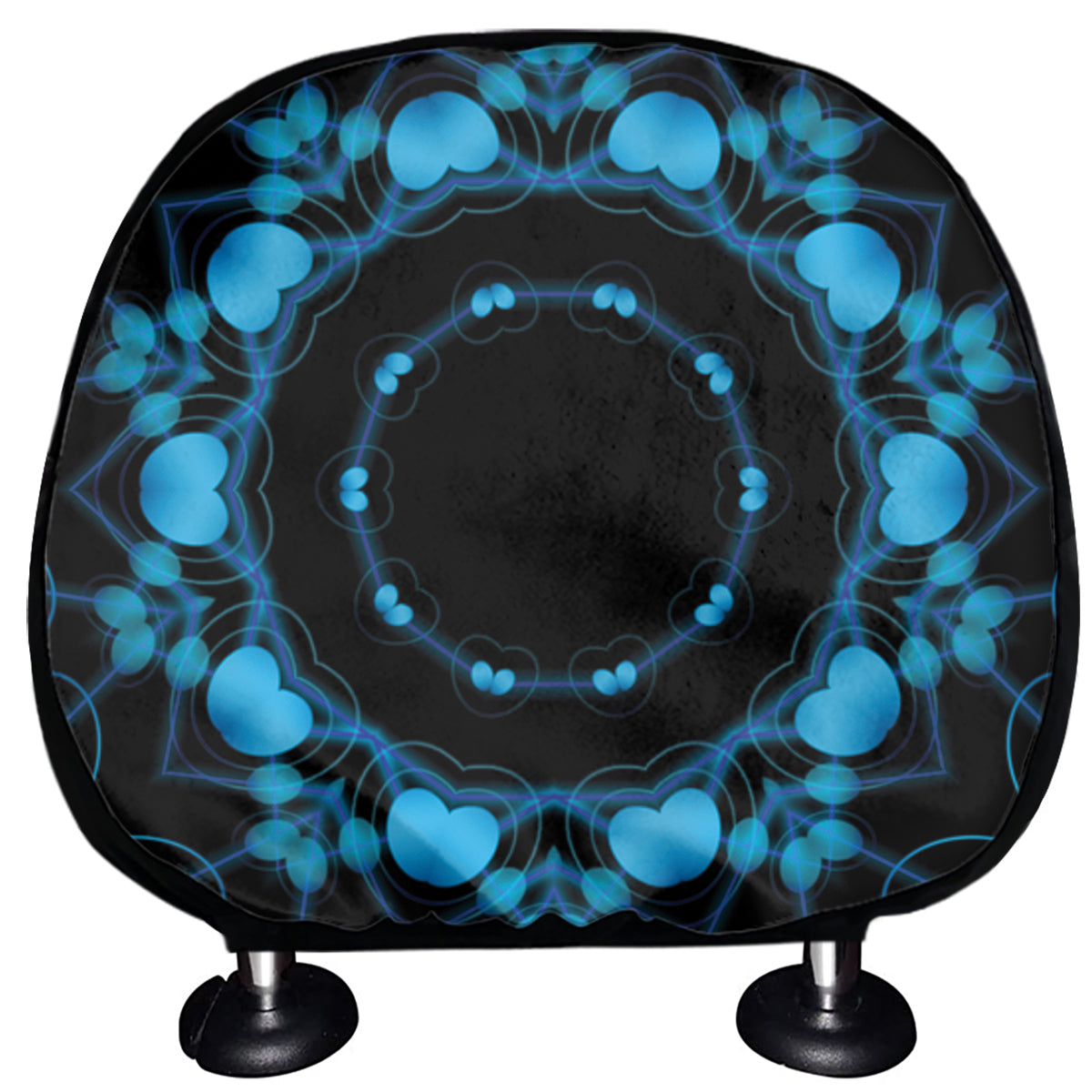 Dark Blue Kaleidoscope Print Car Headrest Covers