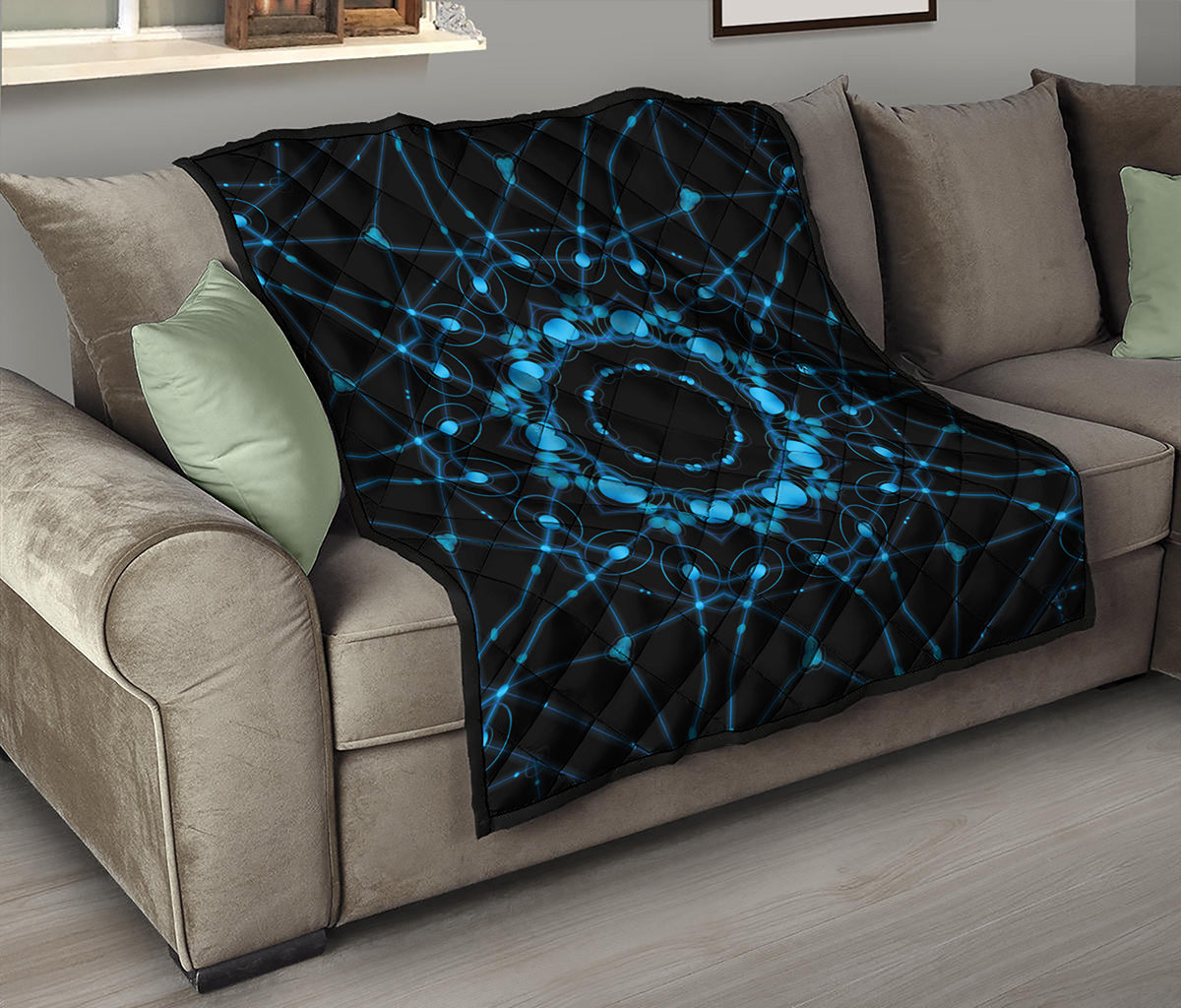 Dark Blue Kaleidoscope Print Quilt