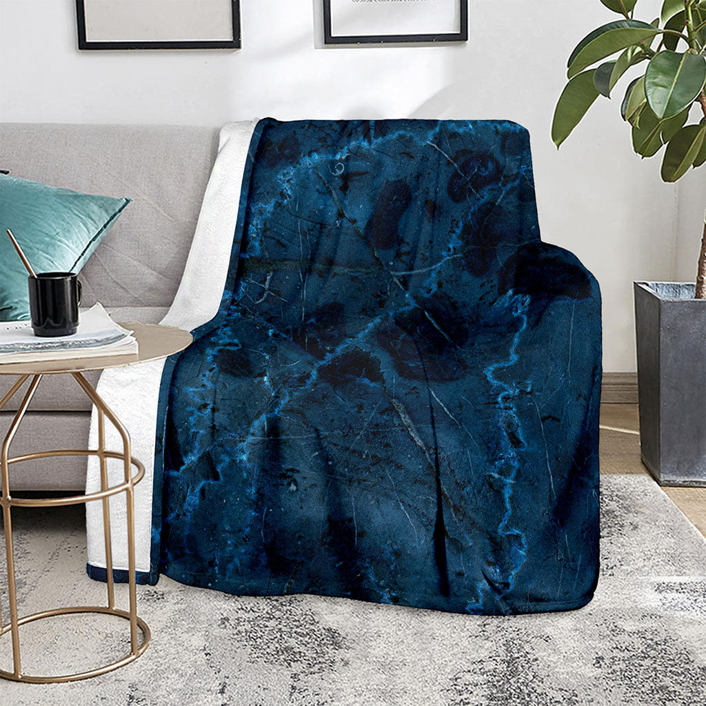 Dark Blue Marble Print Blanket