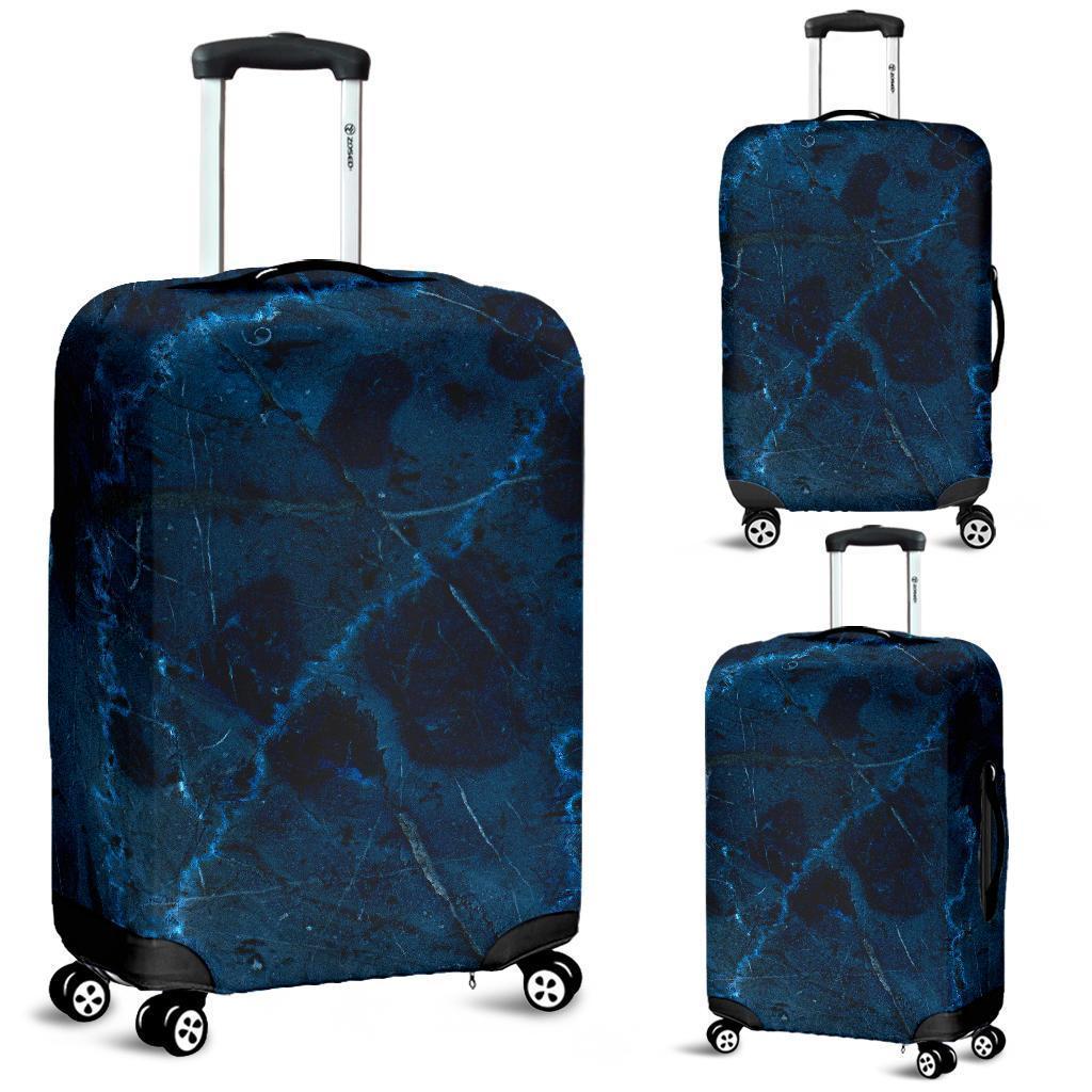 Dark Blue Marble Print Luggage Cover GearFrost