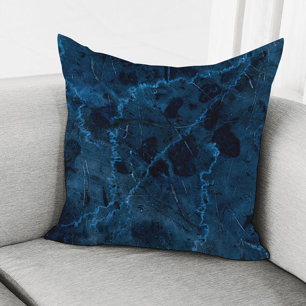 Dark Blue Marble Print Pillow Cover