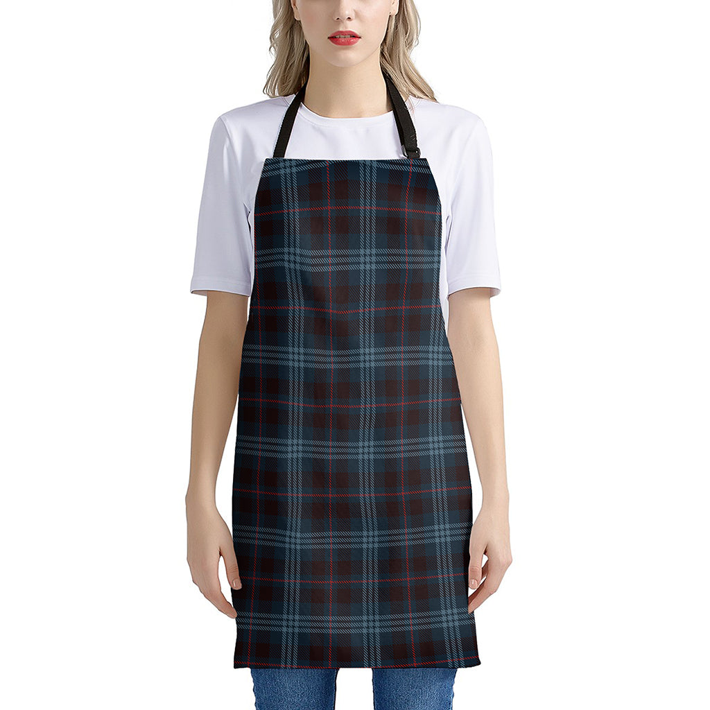 Dark Blue Tartan Pattern Print Apron