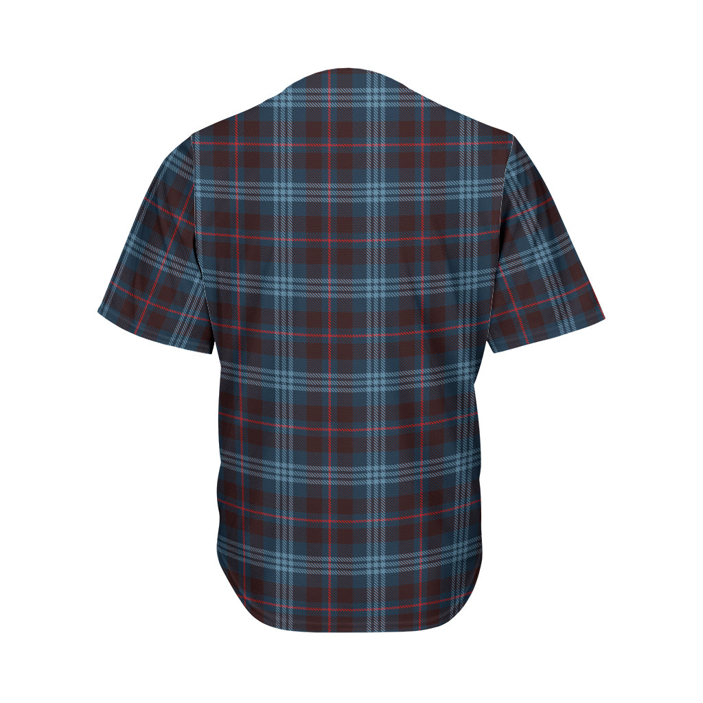 Dark Blue Tartan Pattern Print Men's Baseball Jersey