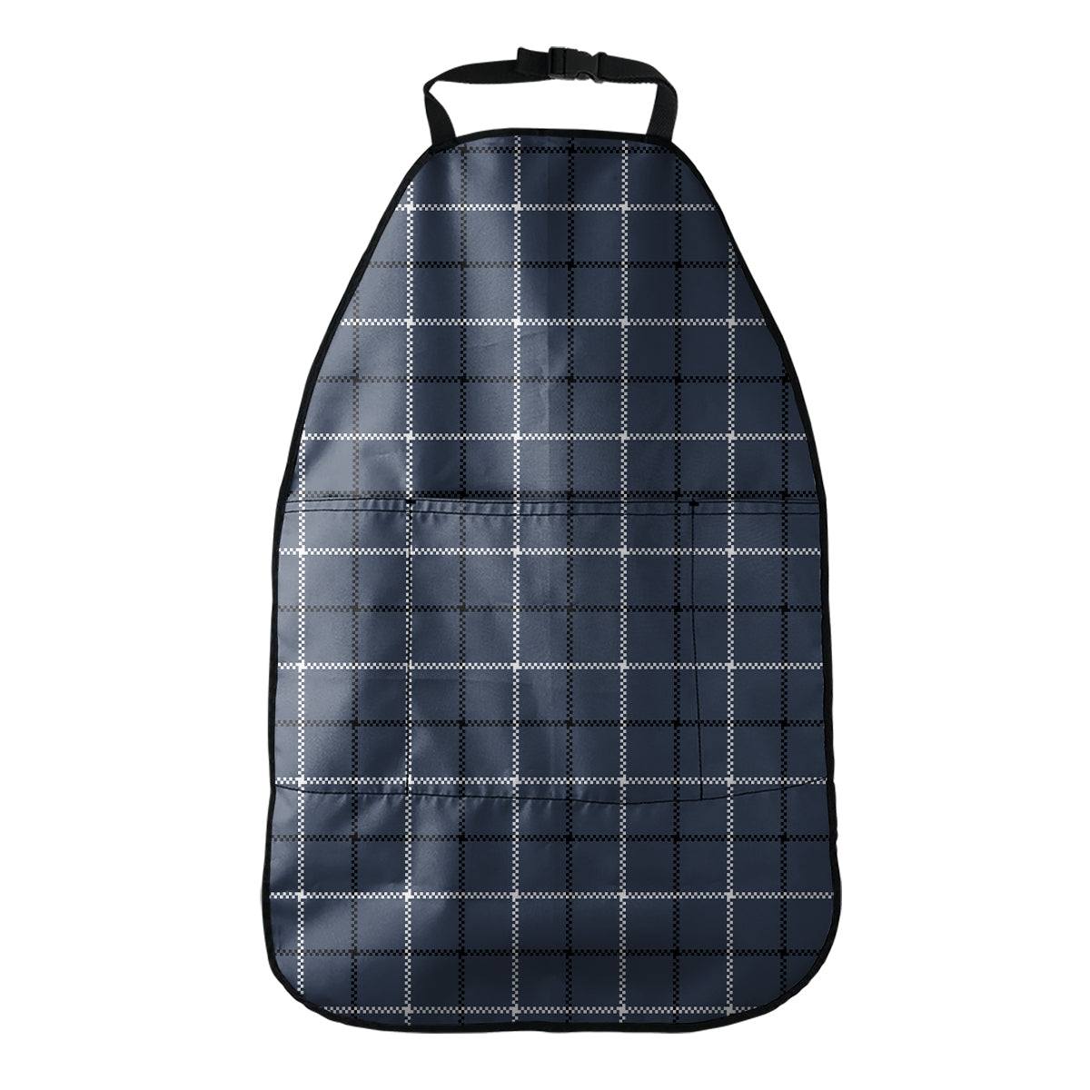 Dark Blue Tattersall Pattern Print Car Seat Organizers