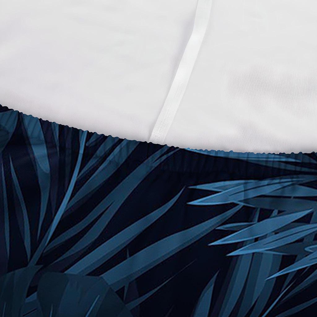 Dark Blue Tropical Leaf Pattern Print Sofa Cover