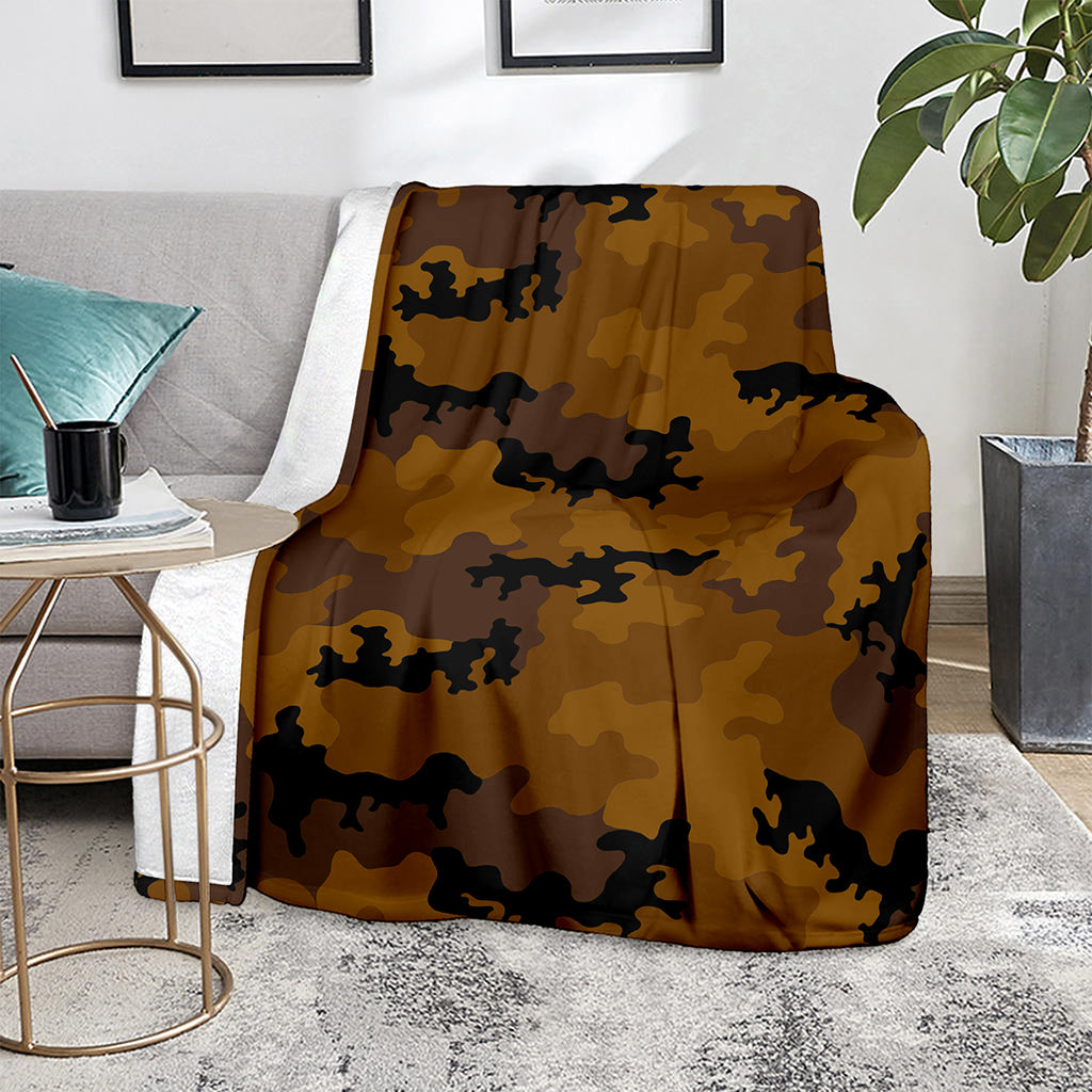 Dark Brown Camouflage Print Blanket