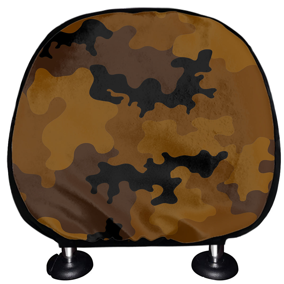 Dark Brown Camouflage Print Car Headrest Covers