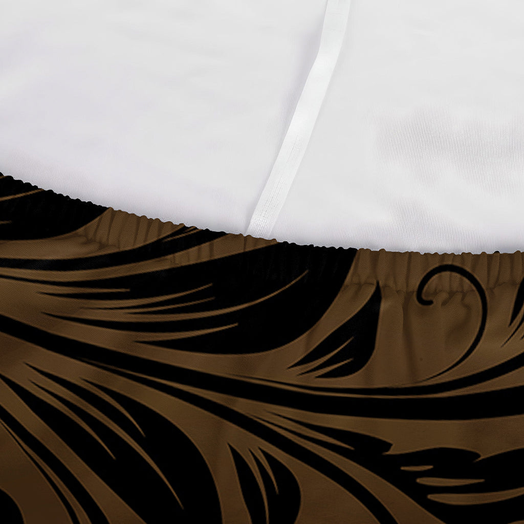 Dark Brown Western Damask Print Sofa Cover