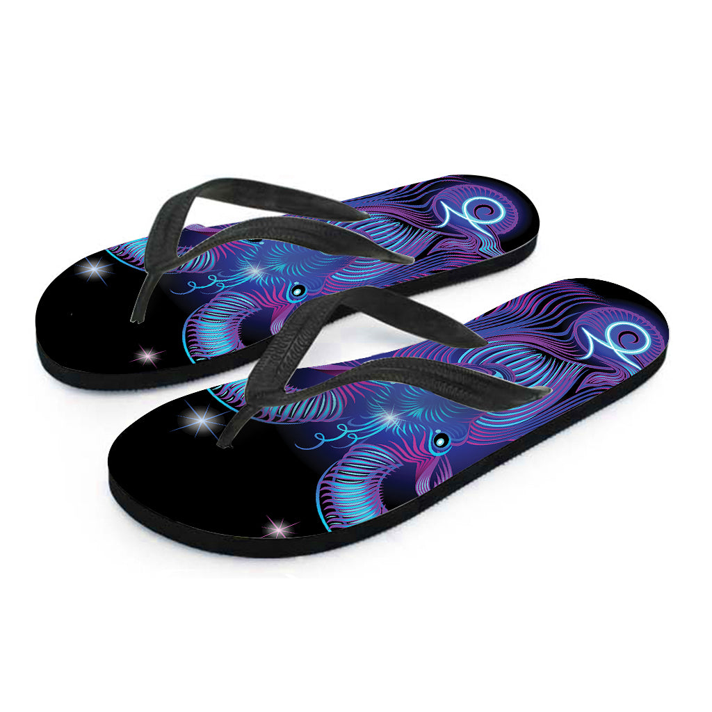 Dark Capricorn Zodiac Sign Print Flip Flops