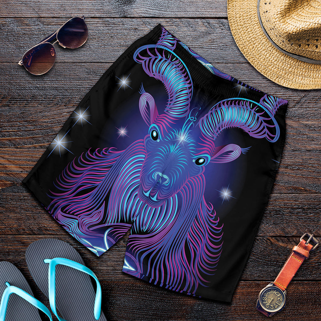 Dark Capricorn Zodiac Sign Print Men's Shorts