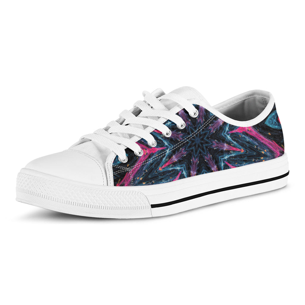 Dark Cloud Kaleidoscope Print White Low Top Shoes