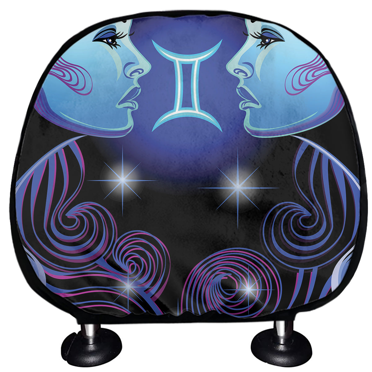 Dark Gemini Zodiac Sign Print Car Headrest Covers