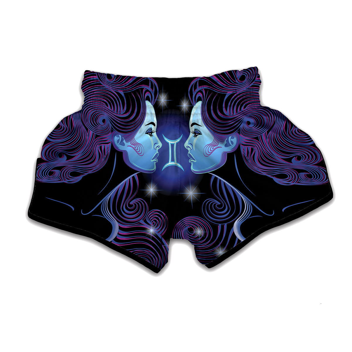 Dark Gemini Zodiac Sign Print Muay Thai Boxing Shorts