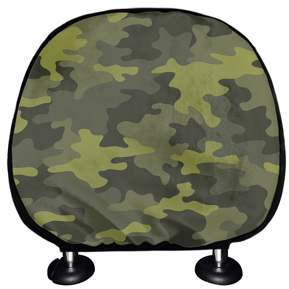 Dark Green Camouflage Print Car Headrest Covers