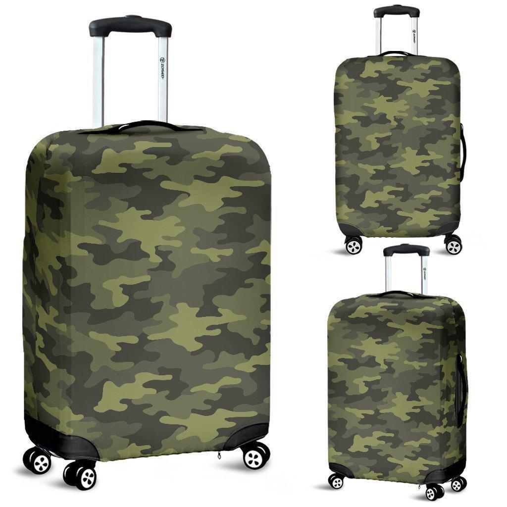Dark Green Camouflage Print Luggage Cover GearFrost