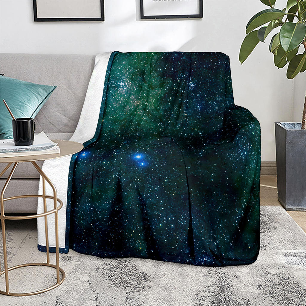 Dark Green Galaxy Space Print Blanket