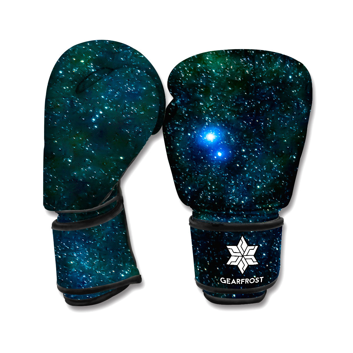 Dark Green Galaxy Space Print Boxing Gloves