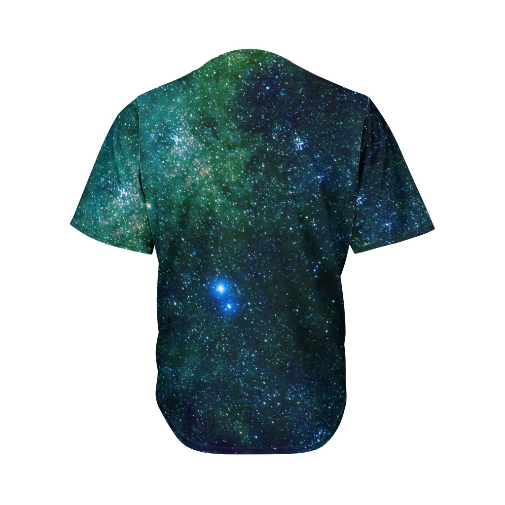 Dark Green Galaxy Space Print Men's Baseball Jersey