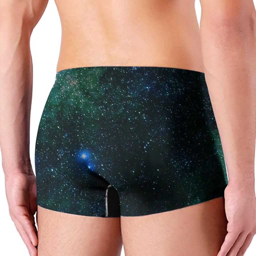 Dark Green Galaxy Space Print Men's Boxer Briefs