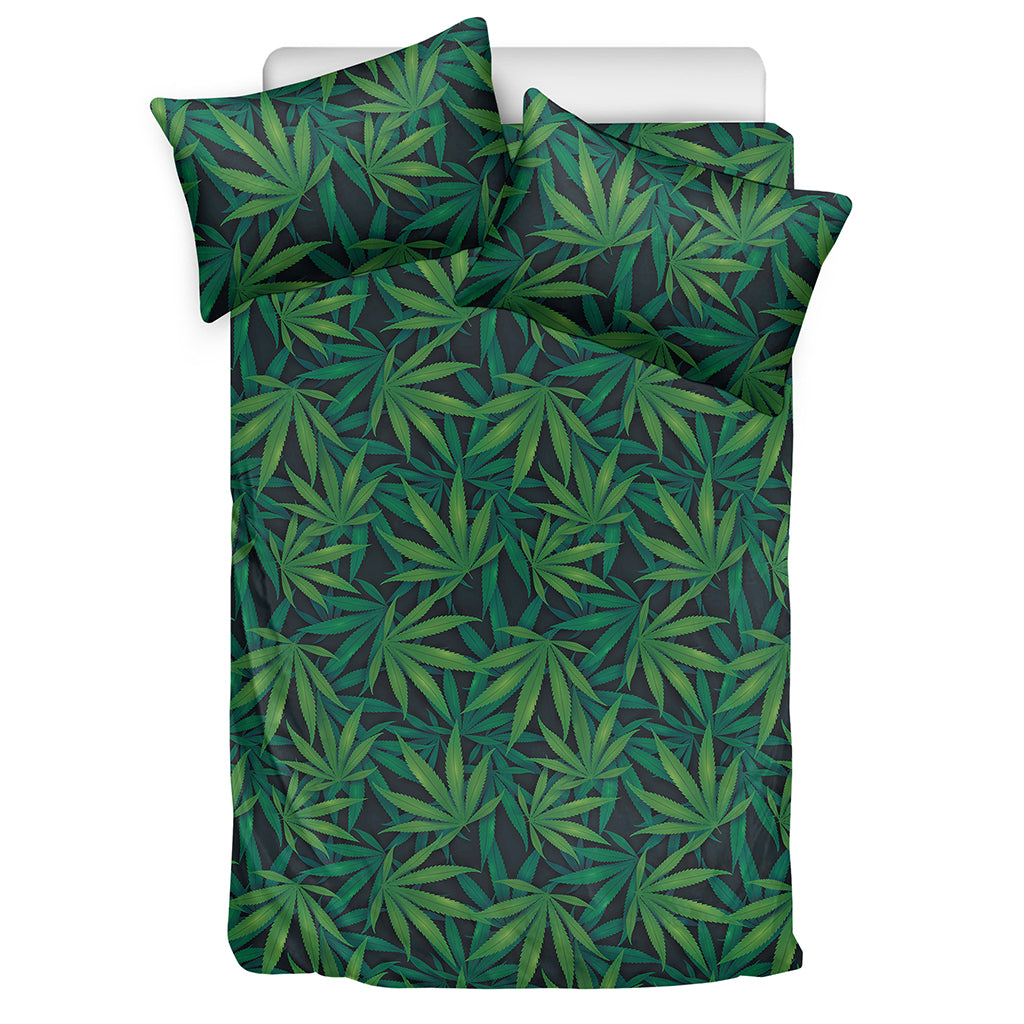 Dark Green Hemp Pattern Print Duvet Cover Bedding Set