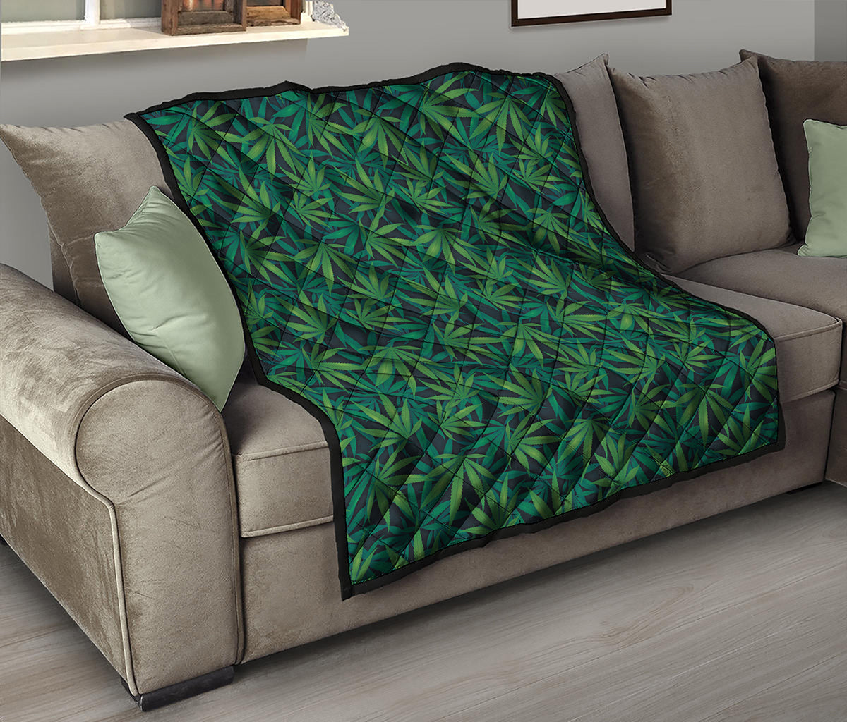 Dark Green Hemp Pattern Print Quilt