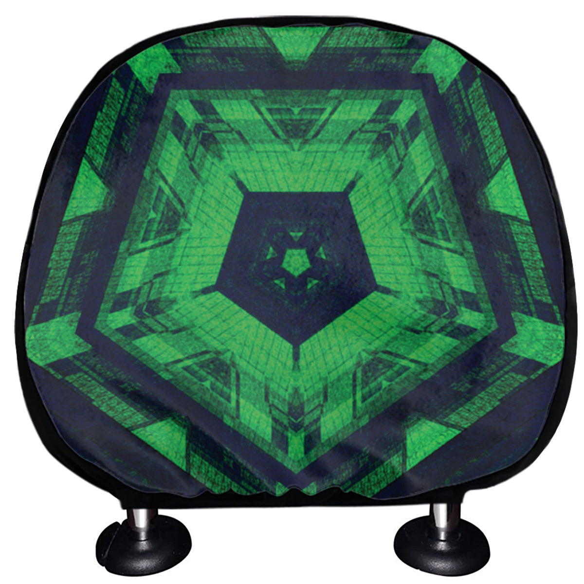 Dark Green Kaleidoscope Print Car Headrest Covers