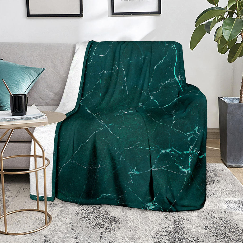 Dark Green Marble Print Blanket