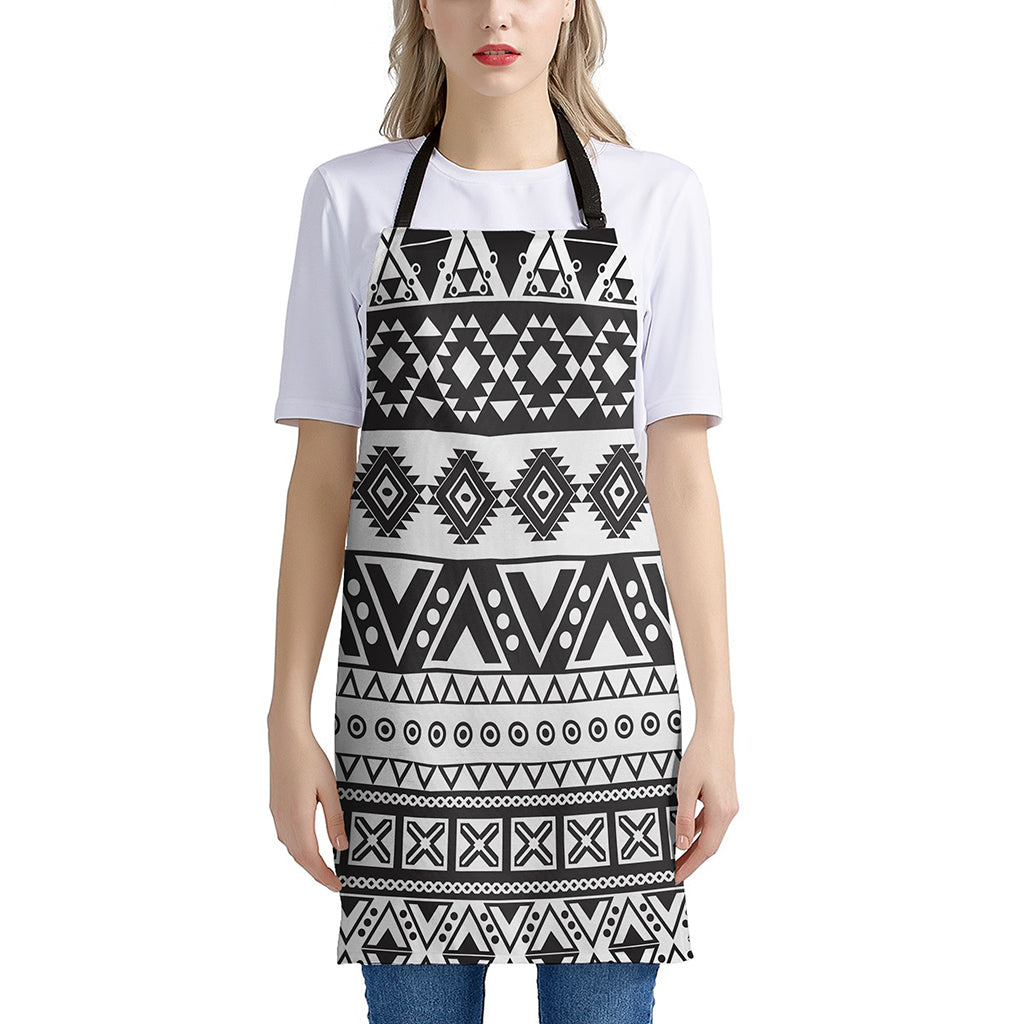 Dark Grey Aztec Pattern Print Apron