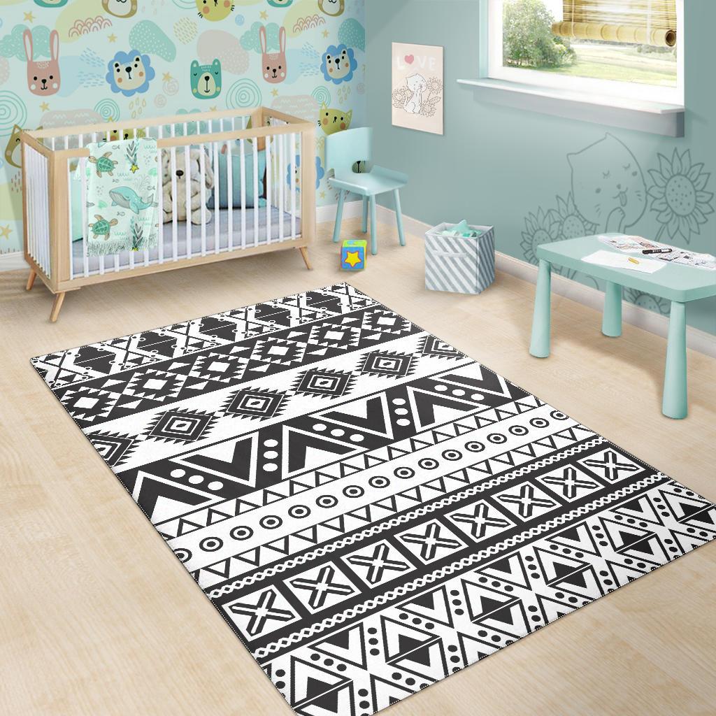 Dark Grey Aztec Pattern Print Area Rug GearFrost