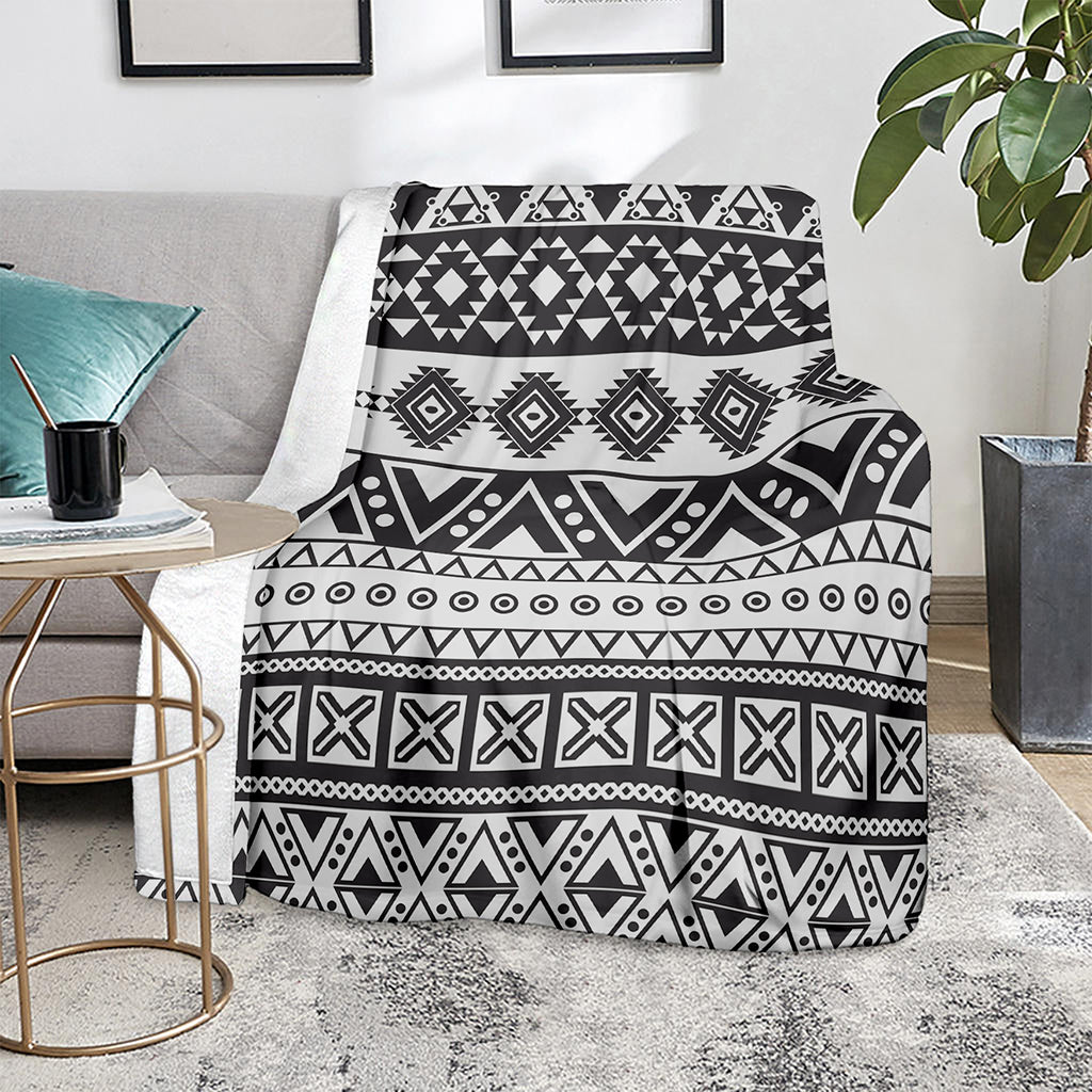 Dark Grey Aztec Pattern Print Blanket