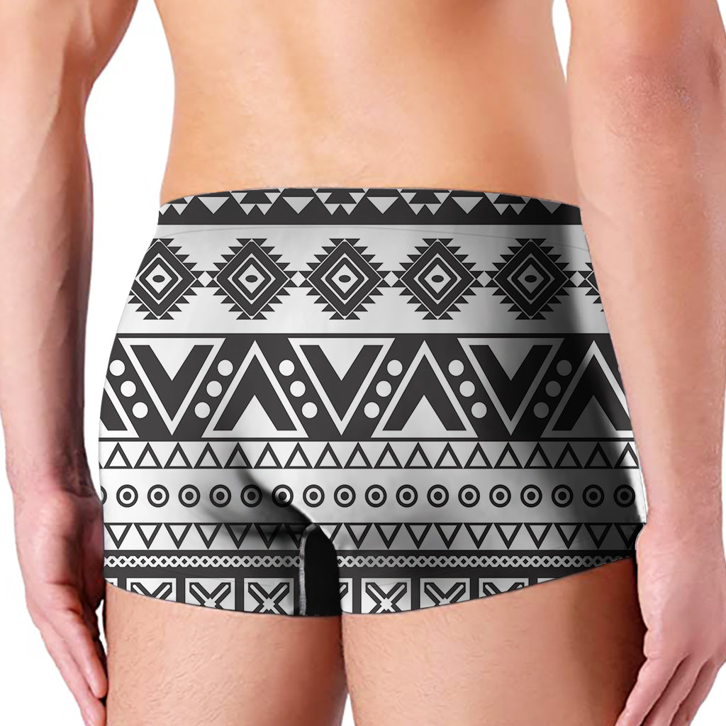 Dark Grey Aztec Pattern Print Men's Boxer Briefs