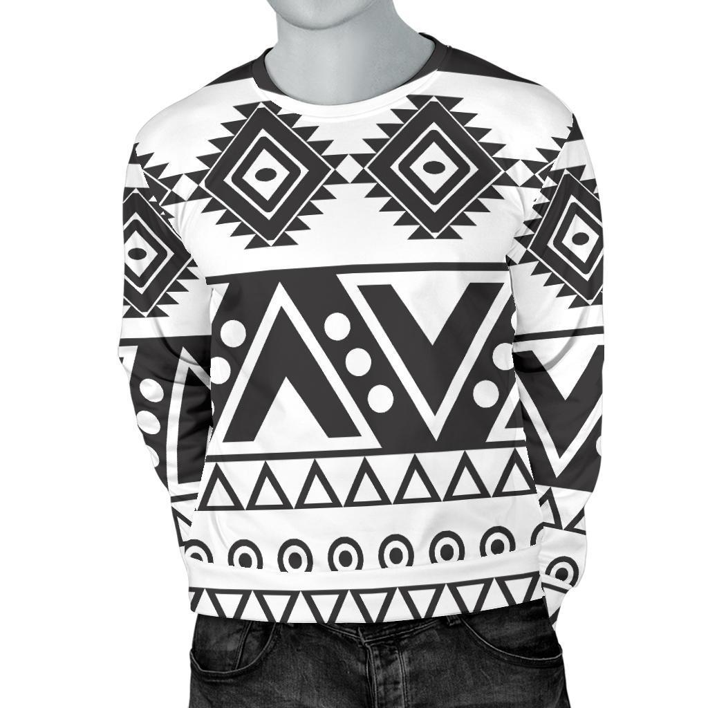 Dark Grey Aztec Pattern Print Men's Crewneck Sweatshirt GearFrost