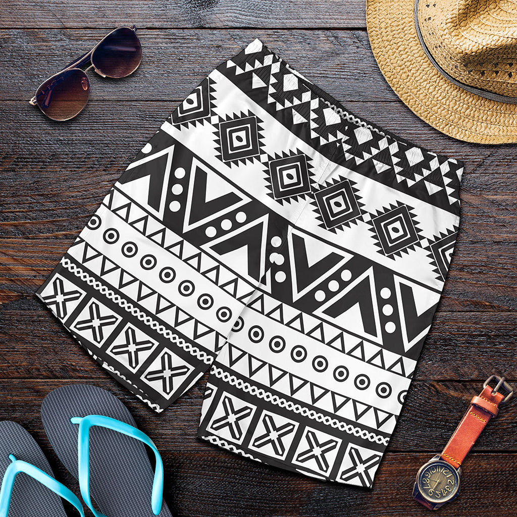 Dark Grey Aztec Pattern Print Men's Shorts