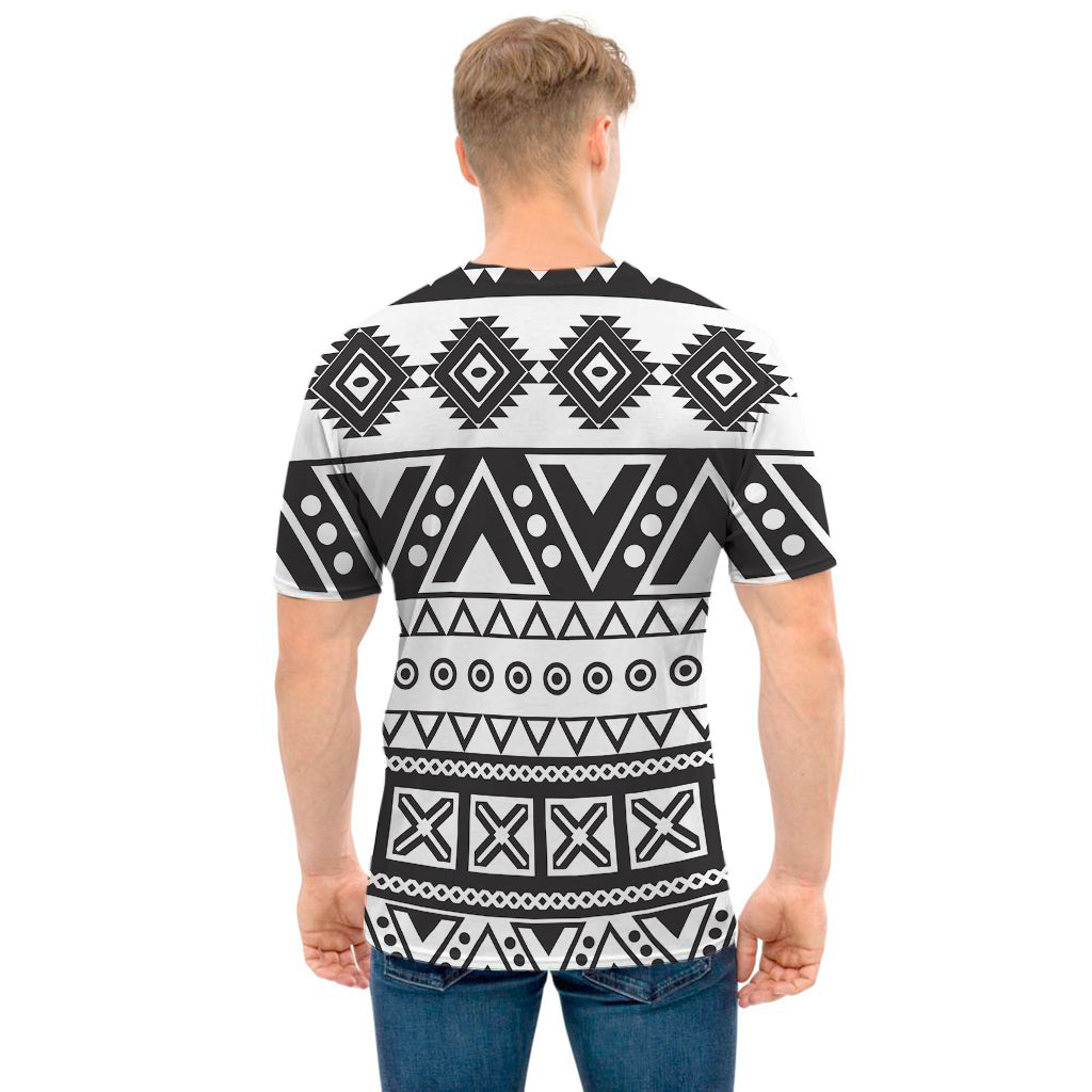 Dark Grey Aztec Pattern Print Men's T-Shirt