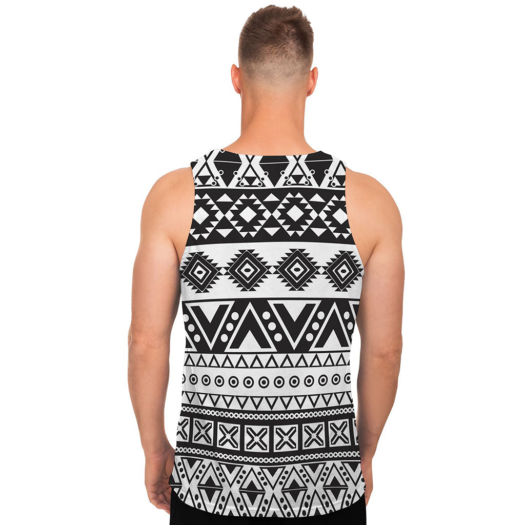 Dark Grey Aztec Pattern Print Men's Tank Top