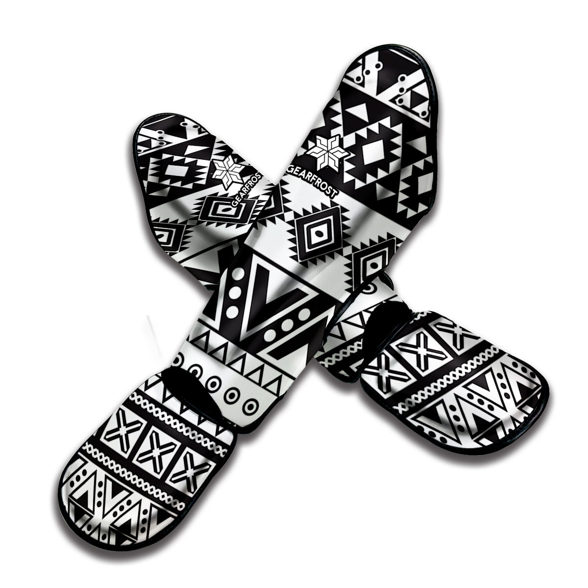 Dark Grey Aztec Pattern Print Muay Thai Shin Guard