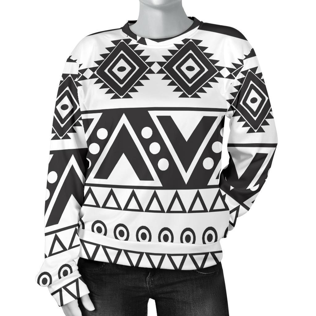 Dark Grey Aztec Pattern Print Women's Crewneck Sweatshirt GearFrost
