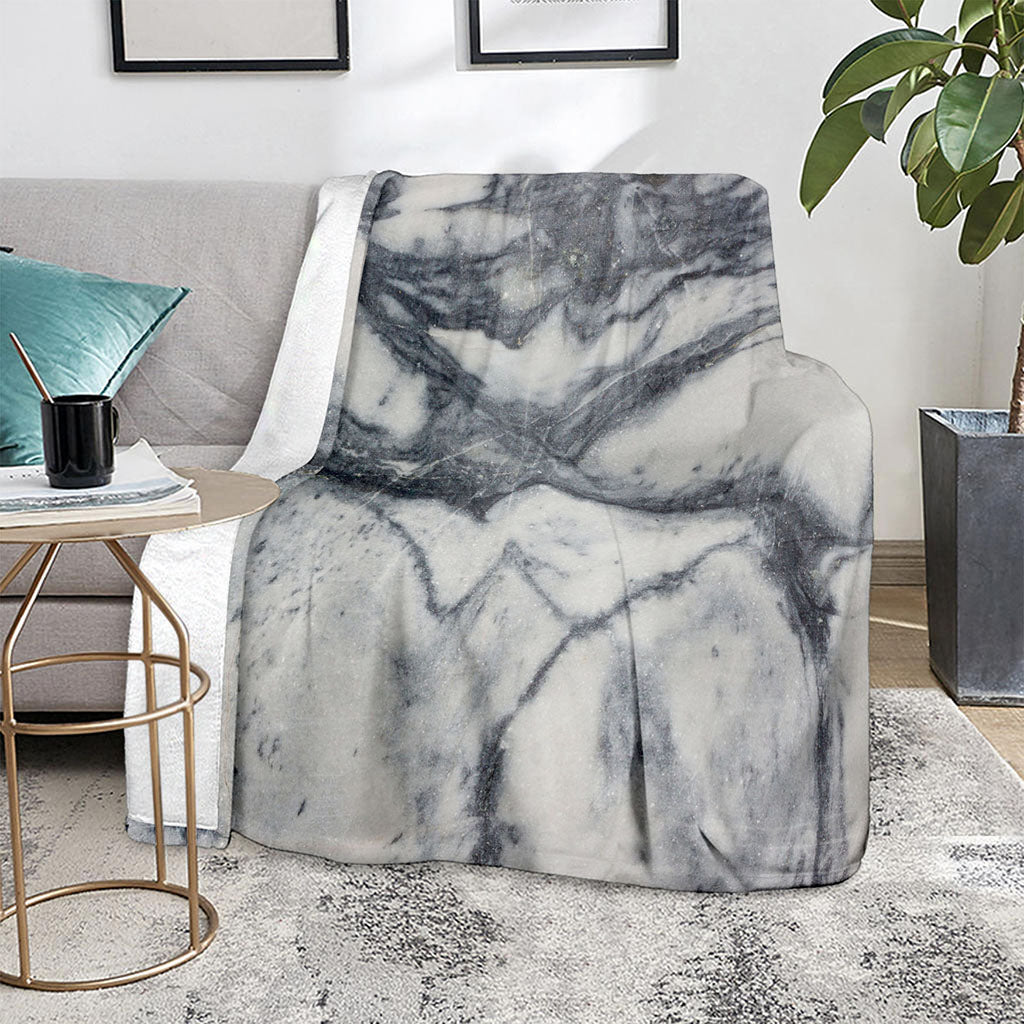 Dark Grey White Marble Print Blanket