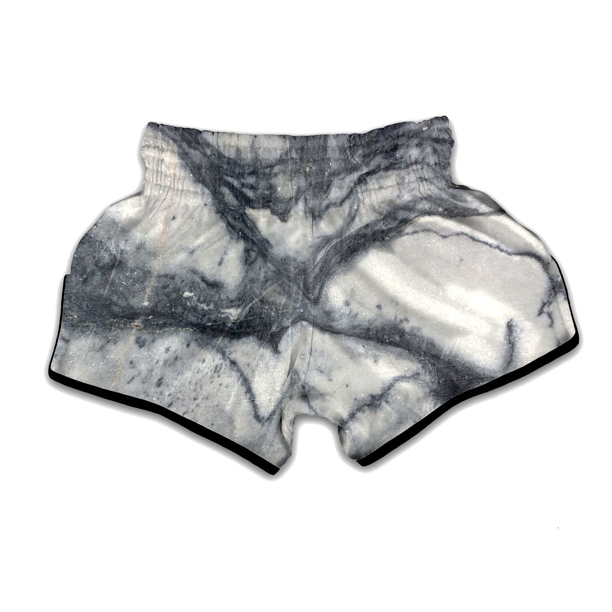 Dark Grey White Marble Print Muay Thai Boxing Shorts