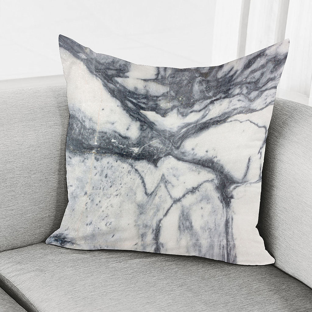 Dark Grey White Marble Print Pillow Cover