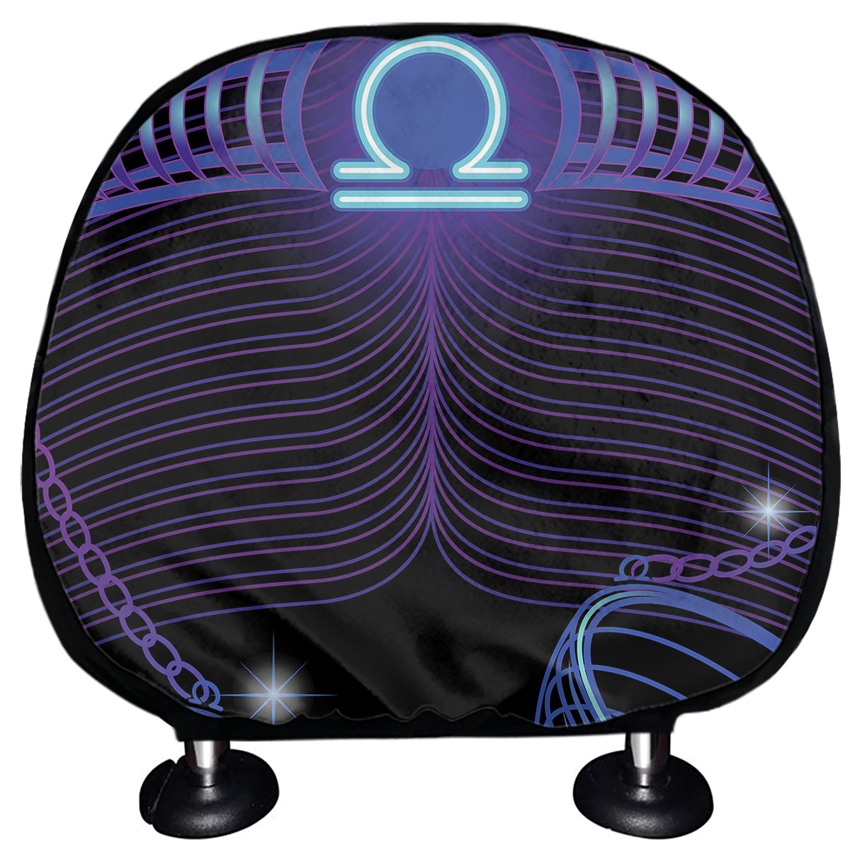 Dark Libra Zodiac Sign Print Car Headrest Covers
