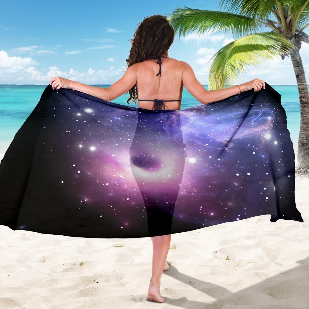 Dark Light Purple Galaxy Space Print Beach Sarong Wrap GearFrost