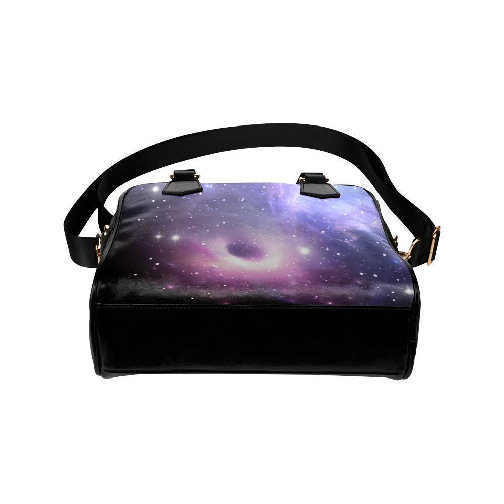 Dark Light Purple Galaxy Space Print Leather Shoulder Handbag GearFrost