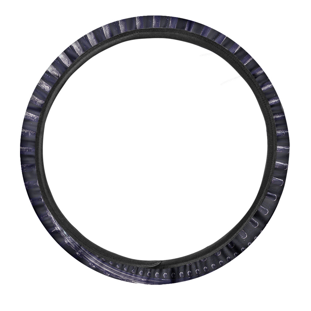 Dark Navy Metal Spiral Print Car Steering Wheel Cover