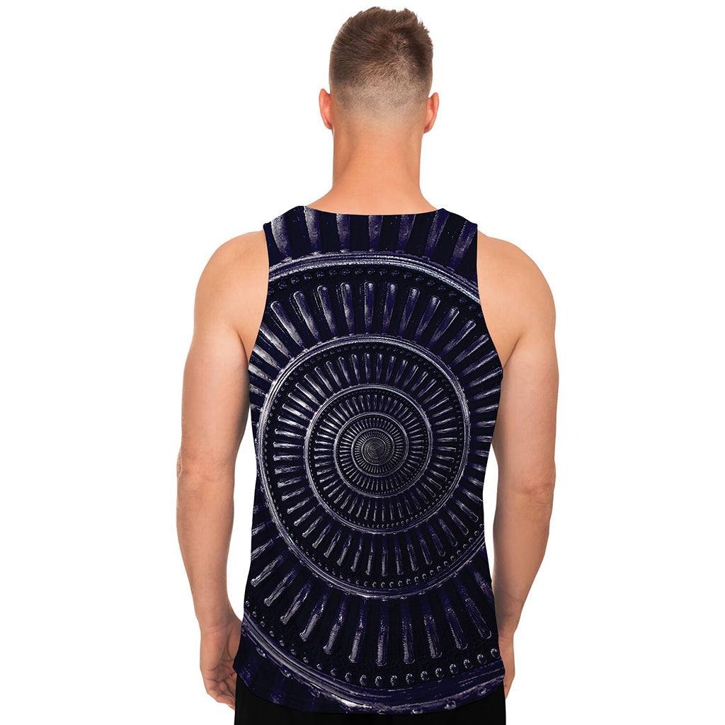 Dark Navy Metal Spiral Print Men's Tank Top