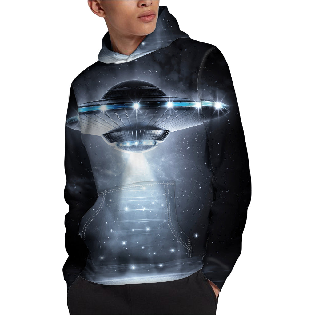 Dark Night UFO Print Pullover Hoodie