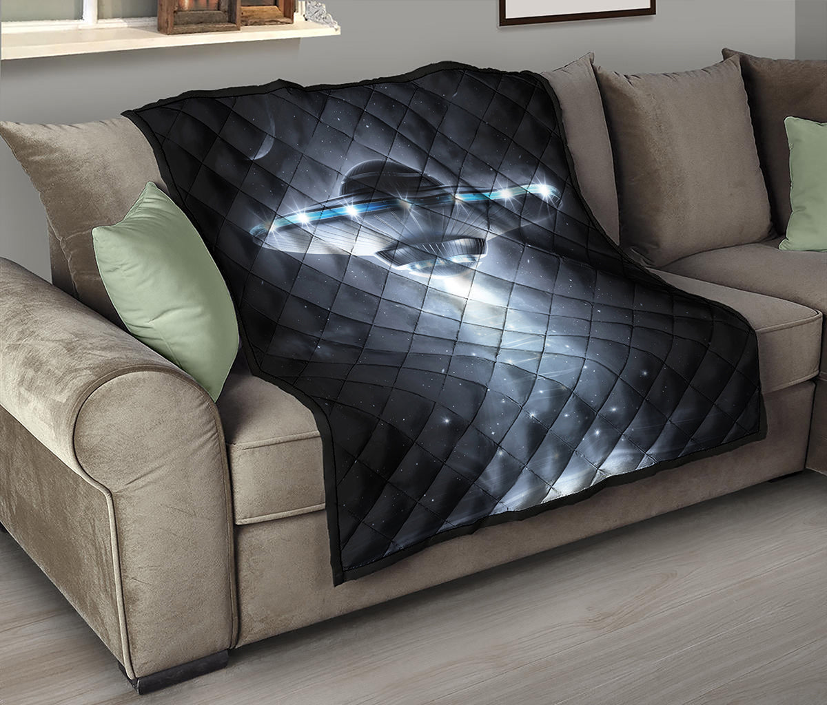 Dark Night UFO Print Quilt