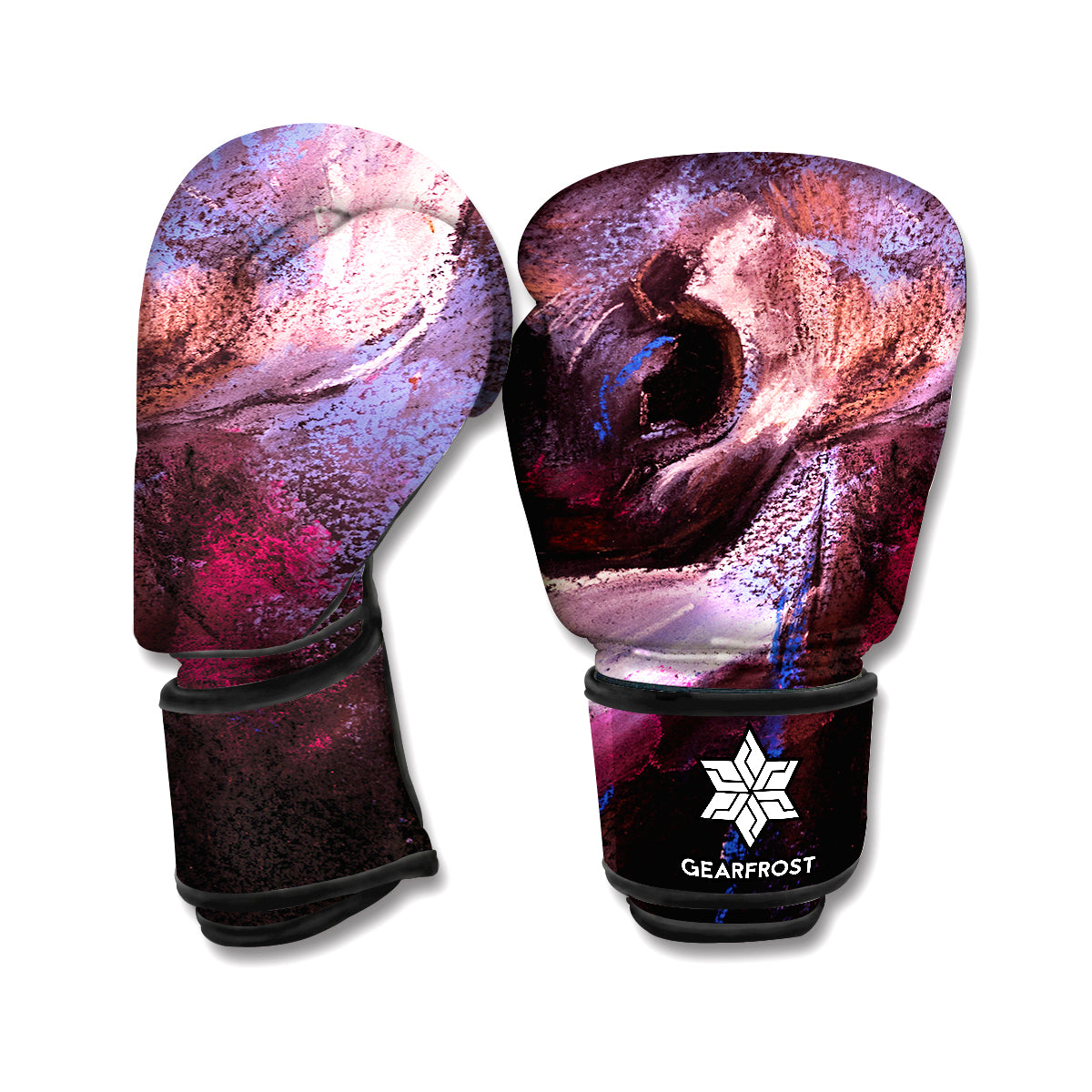 Dark Pink Horse Painting Print Boxing Gloves