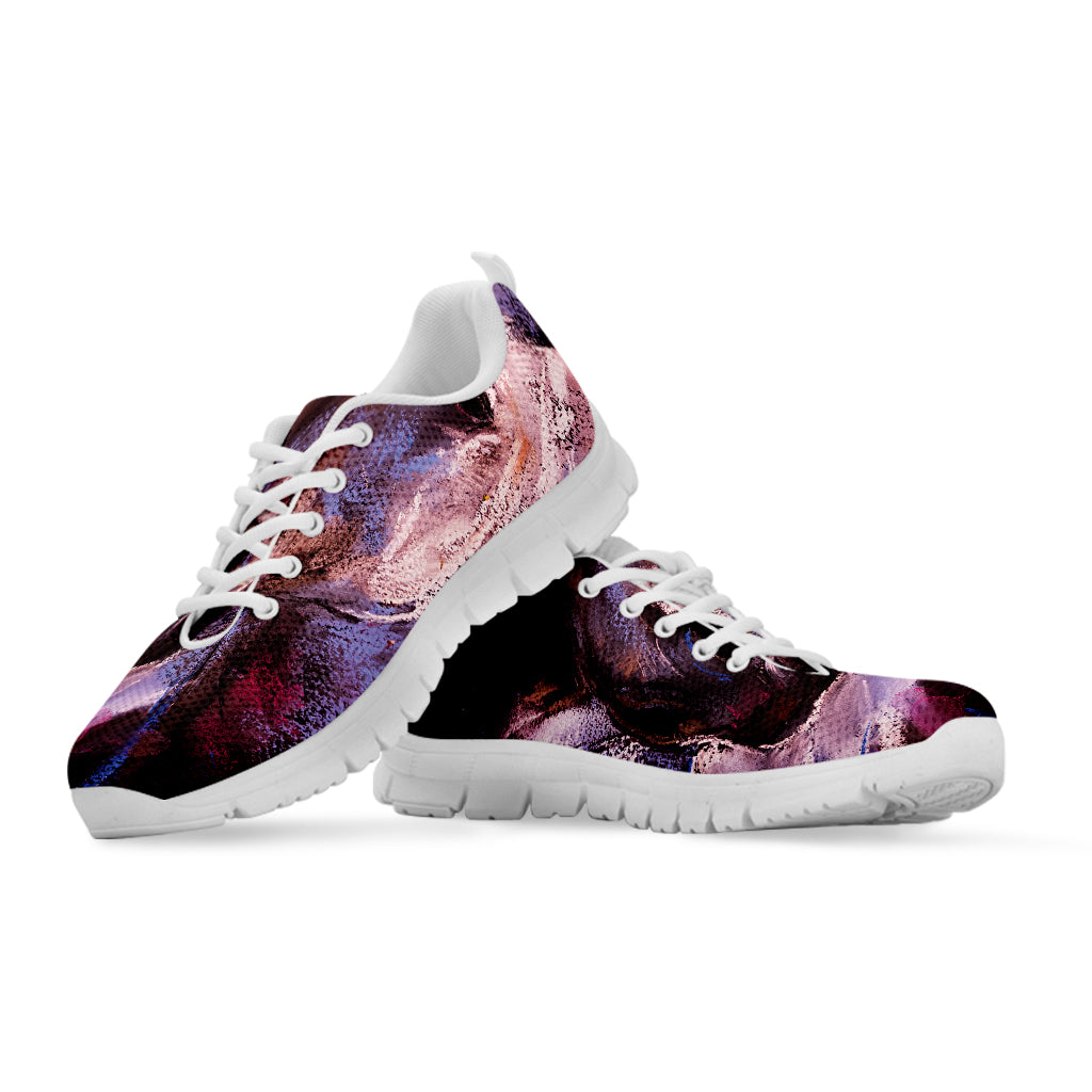 Dark Pink Horse Painting Print White Sneakers